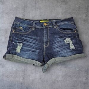 YMI Dark Wash‎ Distressed Denim Jean Shorts Size 9 Juniors F70